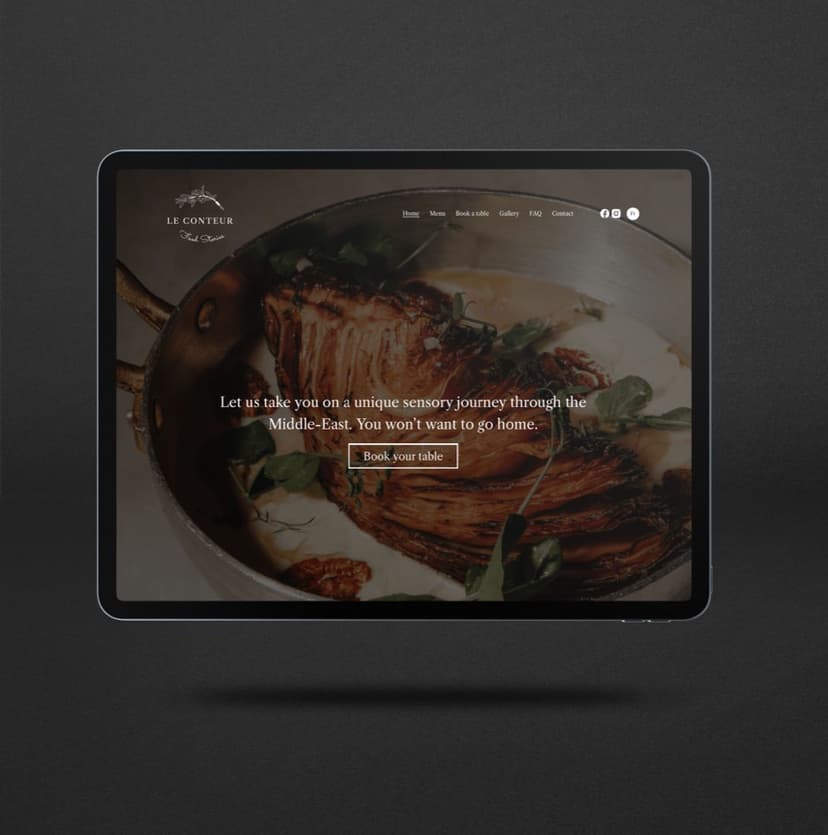 Le Conteur website shown on a tablet
