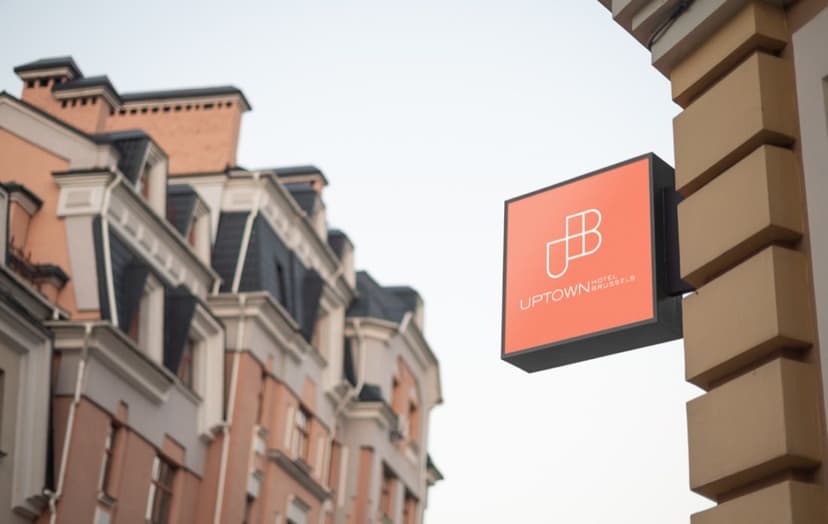 Uptown Hotel Brussels signage, logo design