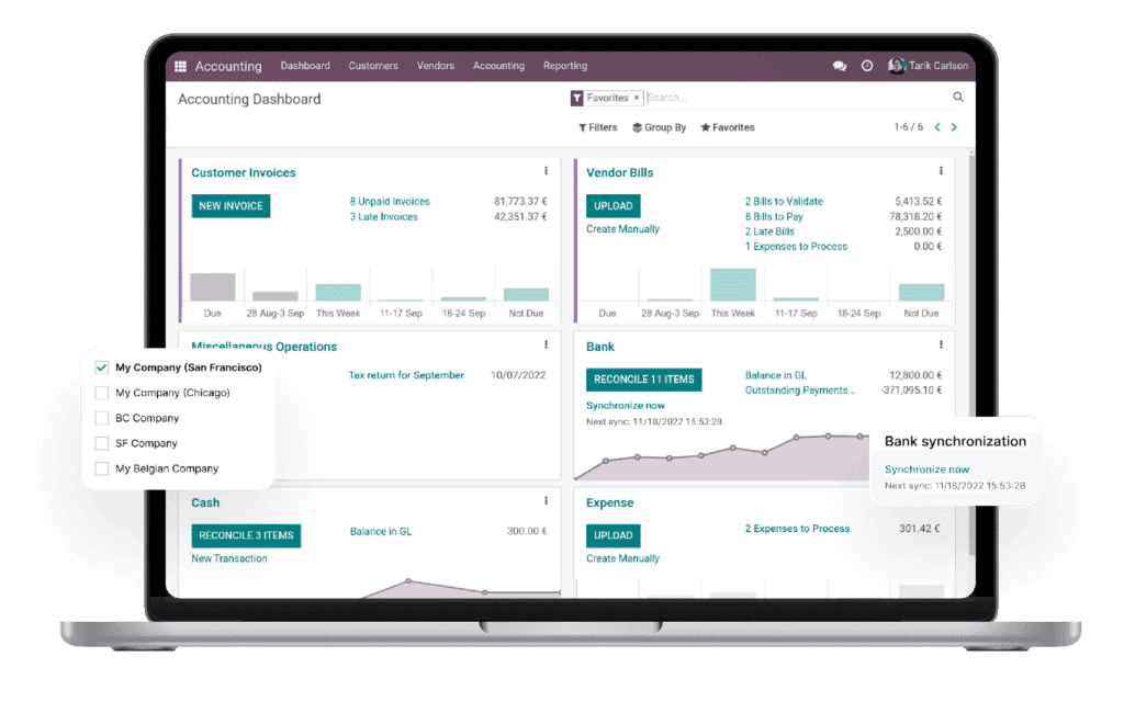 A real Odoo accounting dashboard